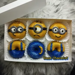 Caja de 6 minidonas temática MINIONS