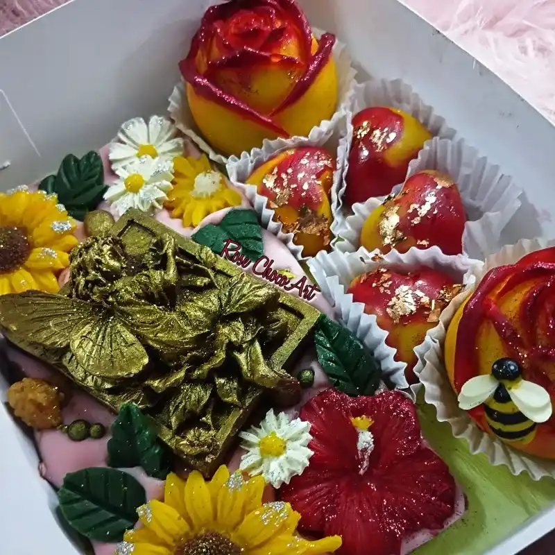 🥀🍫Caja de bombones Hada con flores 💐