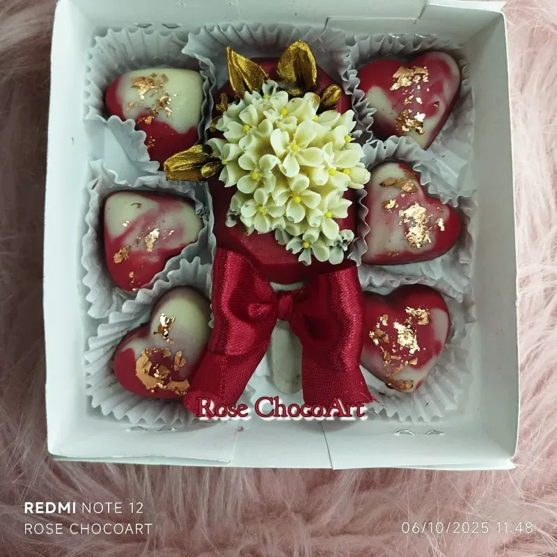 Cajita de bombones y paleta decorada con ramo de flores 💐