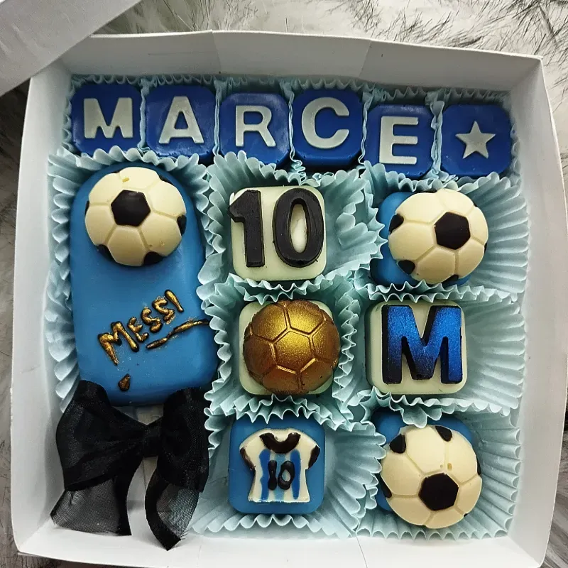 ⚽Cajita II de bombones temática FÚTBOL MESSI🤾🏻🥅