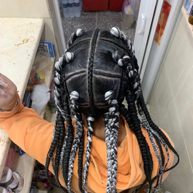 Box braids con diseño 