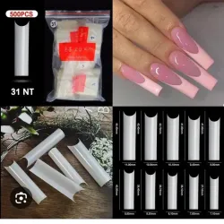 Uñas Rectas Curvatura C Naturales (500pcs)