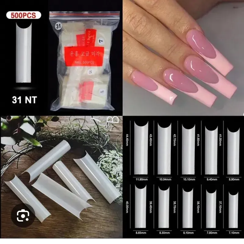 Uñas Rectas Curvatura C Naturales (500pcs)