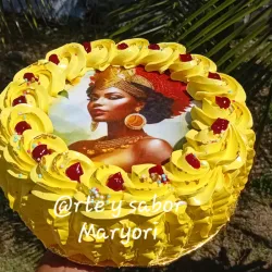 Cake para Oshún con hoja comestible 