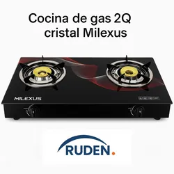 Cocina de gas 2Q cristal Milexus
