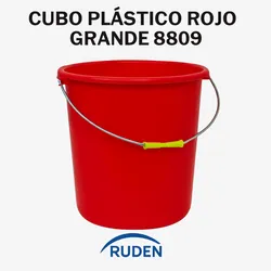Cubo Plastico Rojo Grande 8809