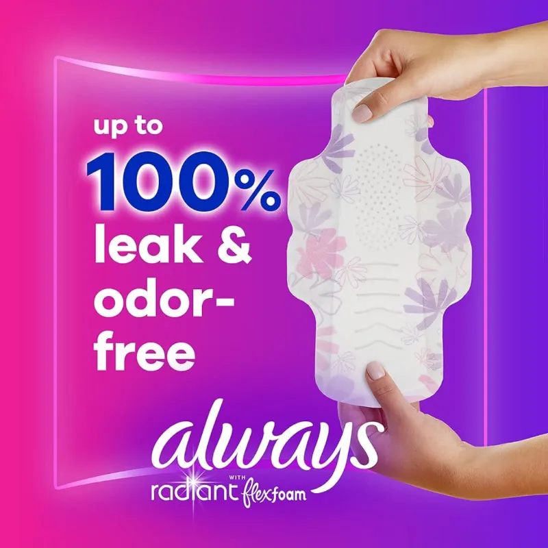 Almohadillas femeninas para mujer, almohadillas Flexfoam con alas, tamaño 2, gran absorción, ligeramente perfumadas, 36 unidades