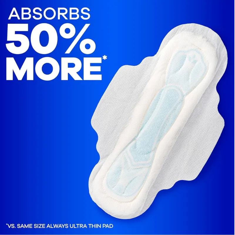 Always Maxi - Almohadillas femeninas con alas para mujer, talla 2, larga súper absorción, sin perfume,