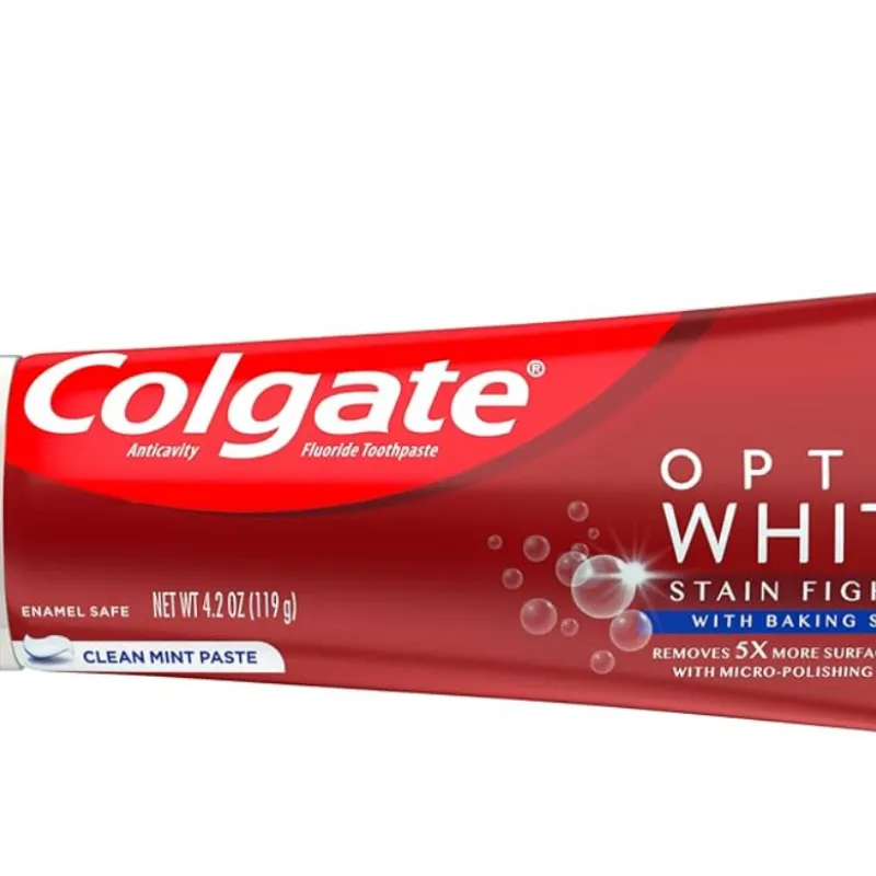 Colgate, Pasta de dientes Optic White Stainfighter+bicarbonato de sodio, 4.2 onzas