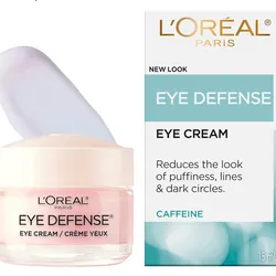 Crema para ojos con cafeína de L'Oréal Paris, con ácido hialurónico y cafeína para reducir la apariencia de arrugas y bolsas debajo de los ojos, para piel sensible, 15 ml