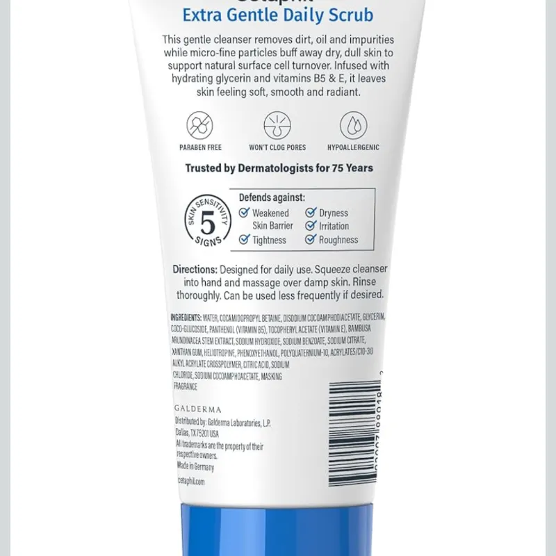 Exfoliante diario extra suave: exfolia y limpia suavemente sin resecar, para todo tipo de piel, no irritante e hipoalergénico, apto para piel sensible, 177 ml (6 onzas líquidas), paquete de 2