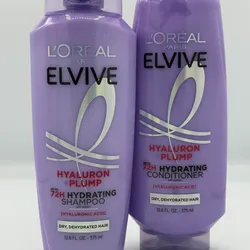 L'Oreal Paris Elvive Hyaluron Plump Champú hidratante para cabello deshidratado y seco infundido con complejo de cuidado de ácido hialurónico, sin parabenos, 12.6 onzas líquidas