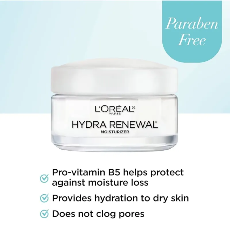 L'Oreal Paris Hydra-Renewal es una crema hidratante facial de día y de noche que ayuda a hidratar la piel seca y sensible