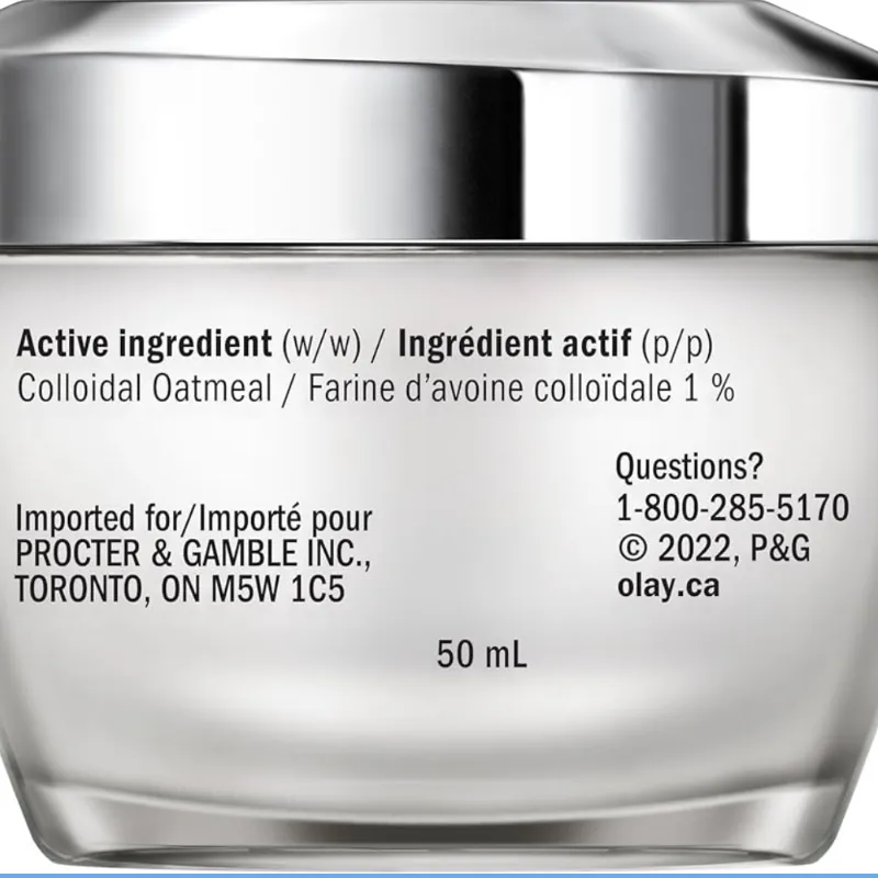 Olay Crema Hidratante Para Rostro Sensible Con Protector De Piel De Avena Coloidal - Sin Fragancia - 1,7 Oz 1,7 Onzas (Paquete De 1)