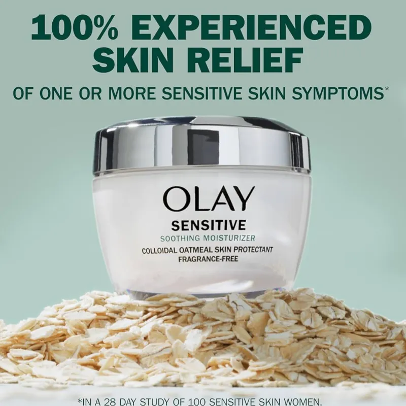 Olay Crema Hidratante Para Rostro Sensible Con Protector De Piel De Avena Coloidal - Sin Fragancia - 1,7 Oz 1,7 Onzas (Paquete De 1)