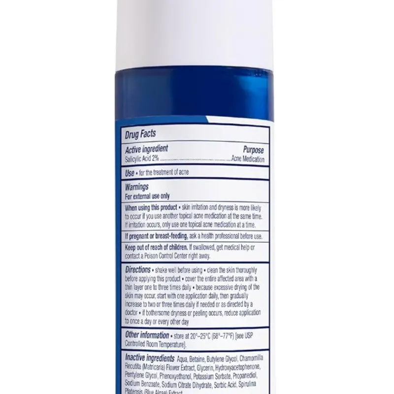 PanOxyl Exfoliante aclarante con ácido salicílico al 2%, exfoliante líquido BHA para cara, desatasca, minimiza la apariencia de los poros, las algas azules y los antioxidantes ayudan a calmar el