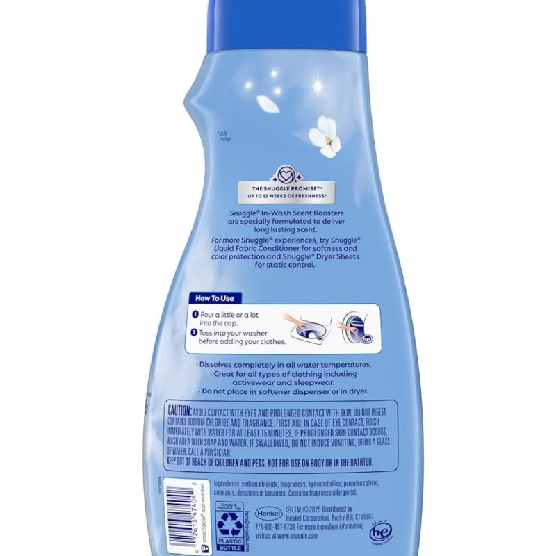 Snuggle In Wash - Potenciador de aroma, 39 onzas, brillo azul, cuentas de lavandería para una frescura duradera, potenciador de fragancia para ropa, ropa de cama y ropa deportiva, seguro para él