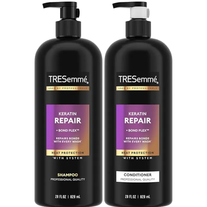 TRESemmé Juego de champú y acondicionador, sedoso y suave + mascarilla reparadora de queratina, productos para el cabello antiencrespamiento con mezcla de argán oleo