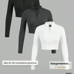 Camiseta de mujer de manga larga con cremallera y cuello alzado