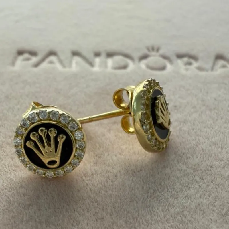 Aretes Estilo Rolex Oro 10K Original 