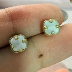 Aretes Van Cleef Blancos Oro 10k