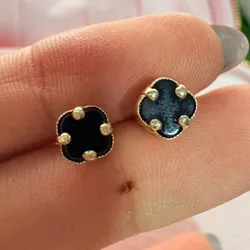 Aretes Van Cleef Negros Oro 10k
