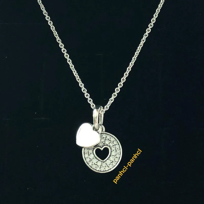 Cadena de circulo de piedras con corazón y corazón blanco 