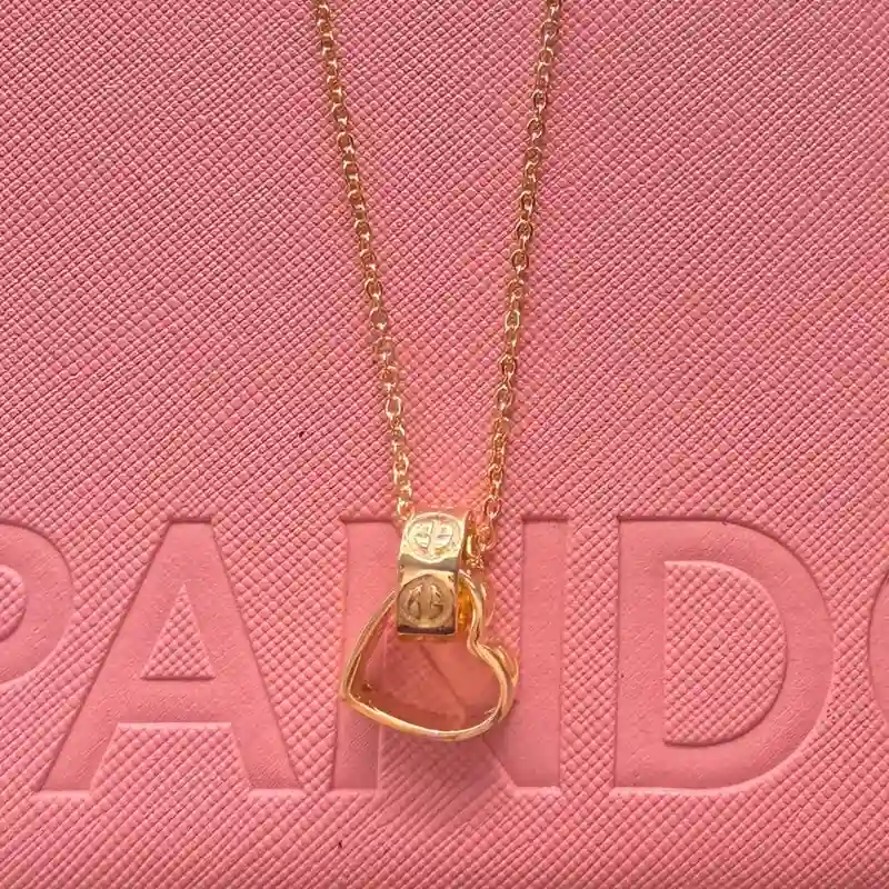 Cadena de Corazon Plata con Baño de Oro 10k Original 