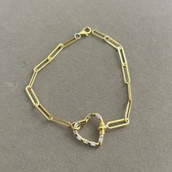 Pulsera de Plata 925 con baño de oro De corazón 