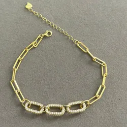 Pulsera de Plata 925 con baño de oro de eslabones