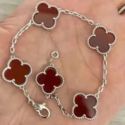 Pulsera Van Cleef de 5 Flores Rojas