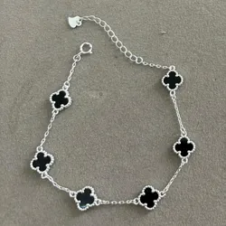 Pulsera Van Cleef de 6 Flores Negros