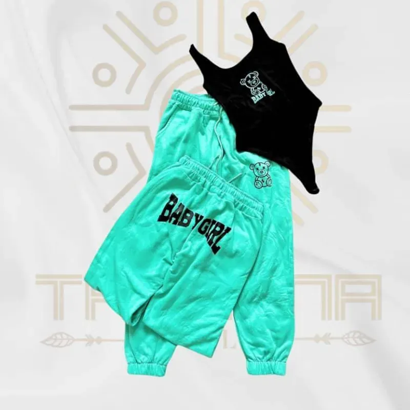 Verde Aguamarina - Body Negro (Talla S)