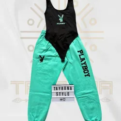 Verde Aguamarina - Body Negro (Talla S)