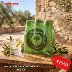 AGUA CON GAS CONTINENTE 6X33CL