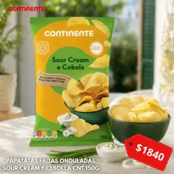 PATATAS FRITAS ONDULADAS SOUR CREAM Y CEBOLLA CNT 150G