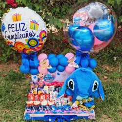 Bandeja rosa y azul