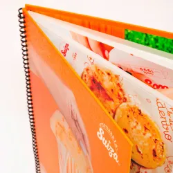 Carta de menú plasticada + encuadernado