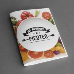 Carta de menú plegada grapada