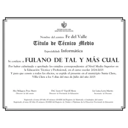 Títulos MINED modelo + llenado