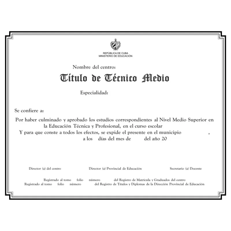 Títulos MINED modelo 