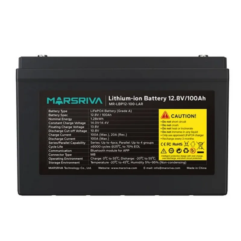 Batería Lithium MR-LBP12-100-LAR 1.28kWh (12.8V /100Ah)