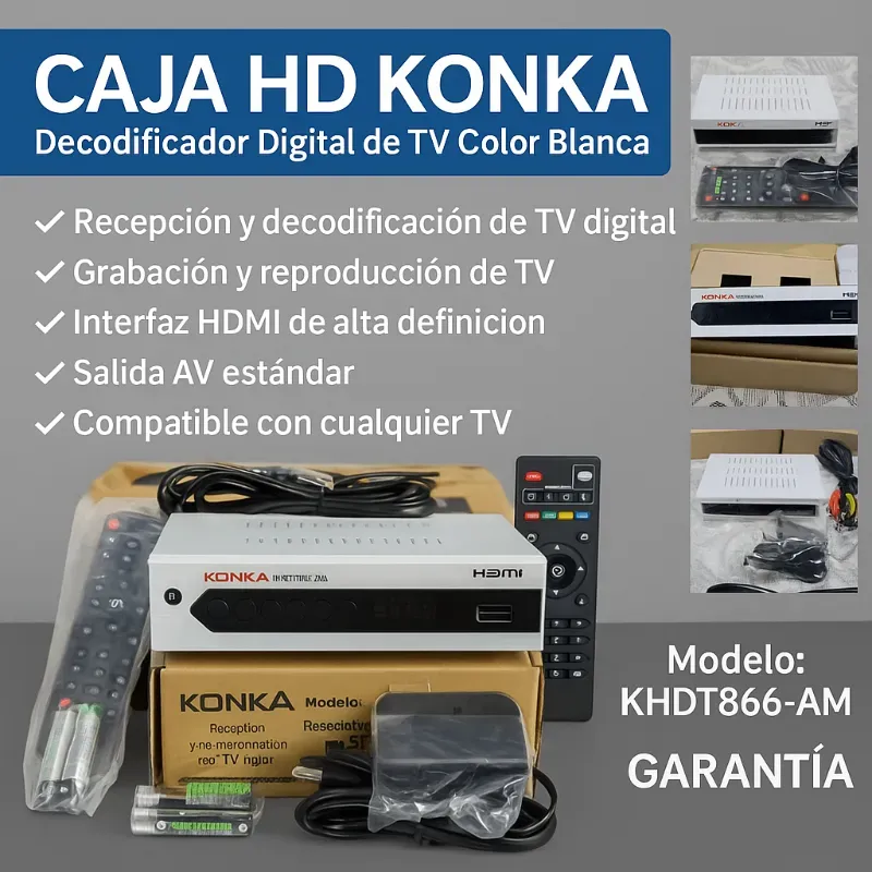 ✅ CAJA HD KONKA – Decodificador Digital de TV Color Blanca ✅