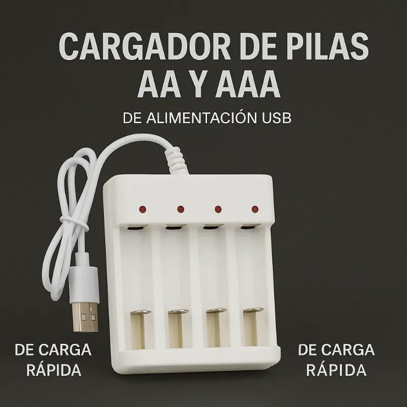 🔋 Cargador de Pilas AA y AAA por USB 