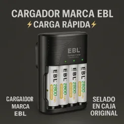 🔋 Cargador Profesional EBL de Carga Rápida