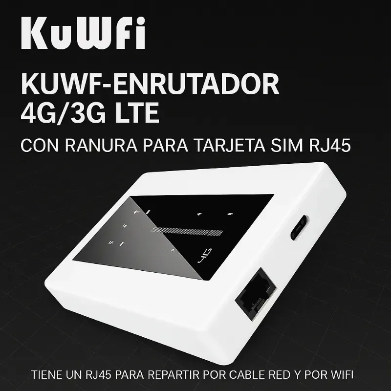 📶 KuWFi Enrutador 4G/3G LTE de Bolsillo – WiFi Portátil 10000mAh