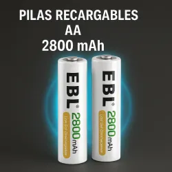 🔋 Pilas Recargables AA 2800mAh EBL (2 Unidades)