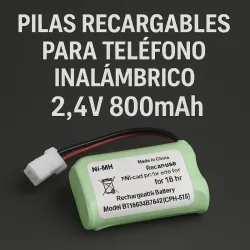 🔋 Pilas Recargables AAA de Teléfono Inalámbrico 2.4V 800mAh (Ni-MH)