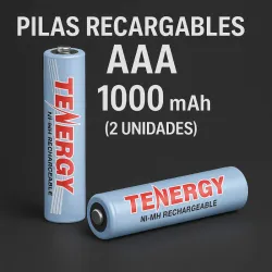 🔋 Pilas Recargables AAA TENERGY 1000mAh (2 Unidades)