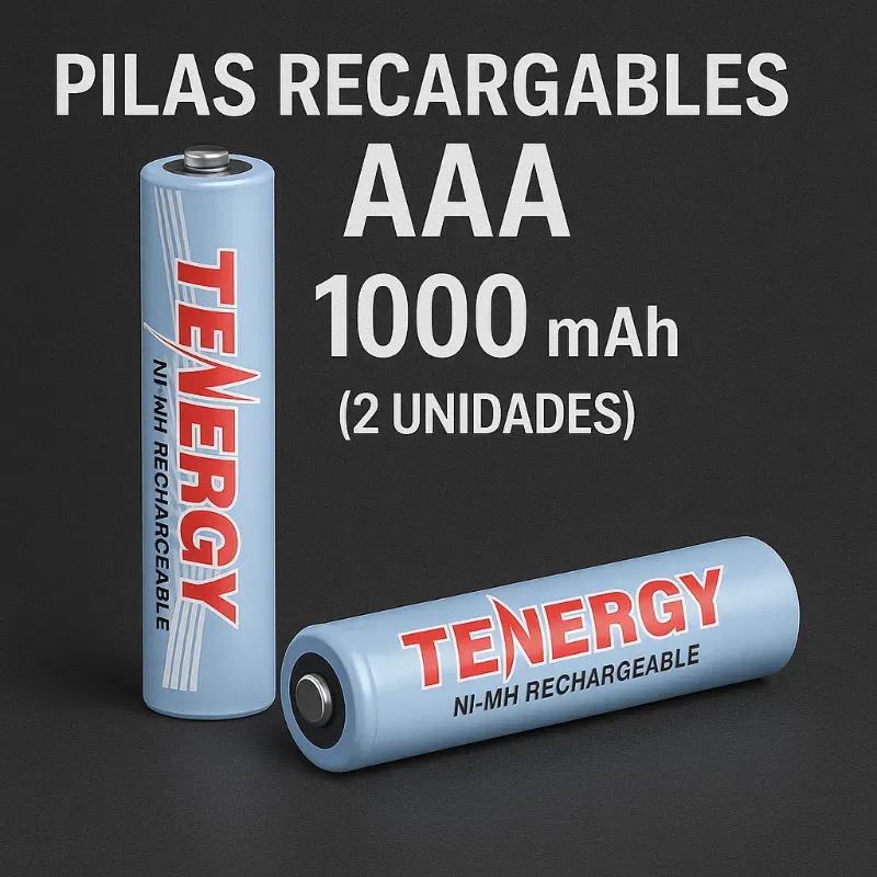 🔋 Pilas Recargables AAA TENERGY 1000mAh (2 Unidades)